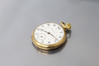 18k (750) yellow gold pocket watch, white...