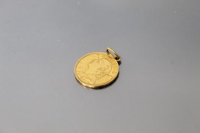 null Pièce en or jaune de 20 francs suisses, Helvetia 1914 B, montée en pendentif...