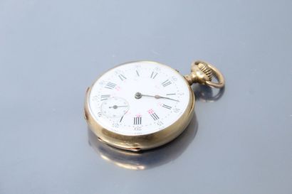 Pocket watch in 18K (750) yellow gold (horsehead...