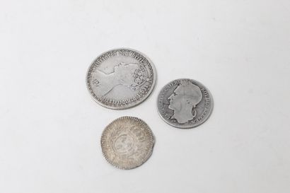 null Lot de pièces en argent diverses 

Un florin Victoria

Un demi écu LOUIS XV...