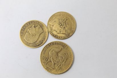 null Lot de pièces en or comprenant : 

- 20 Francs au Coq, 1901.

- 10 Francs Napoléon...