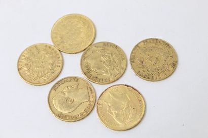 null Lot de pièces en or de 20 francs comprenant : 

- 2 x 20 francs Cérès IIème...