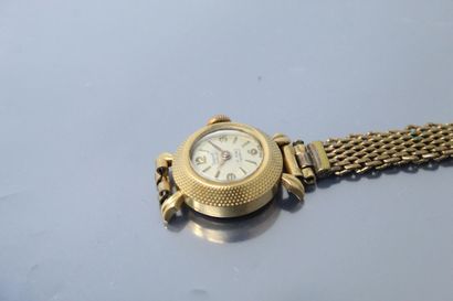 null Boîte d'une montre bracelet de dame en or jaune 18k (750), index chiffres arabes...