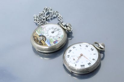 Lot of two pocket watches, one silver with...
