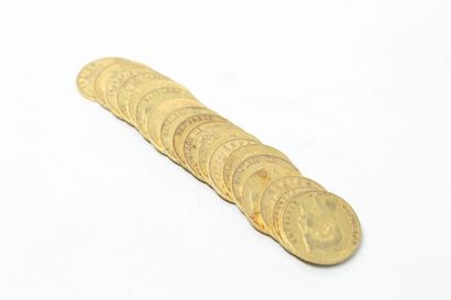 null Lot composé de 19 pièces en or jaune de 20 francs Napoléon III 

(3x 1856 A...