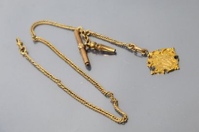 18k (750) yellow gold chain with a religious...