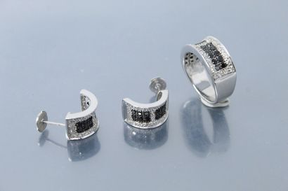 Half set in 18k (750) white gold paved with...