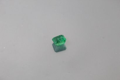 Rectangular emerald with cut sides on paper....
