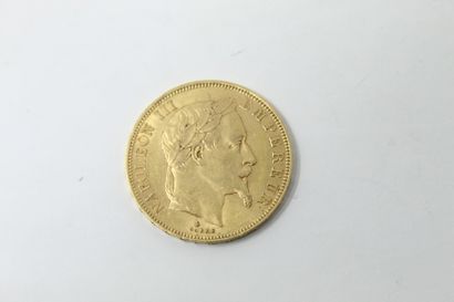 Pièce en or jaune de 50 francs Napoléon III...