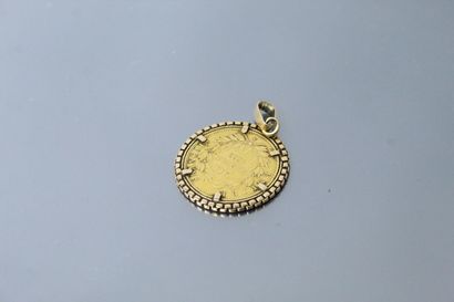 null Gold coin of 20 francs Napoleon III bare head (1855 A) 

Mounted as a pendant...