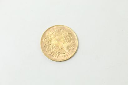 null Gold coin of 20 francs Vreneli (1947 B)

TTB to SUP. 

Weight : 6.45 g.