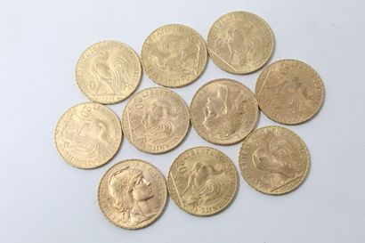 null Dix pièces en or de 20 Francs au Coq (1914)

TTB à SUP

Poids : 64,50 g.