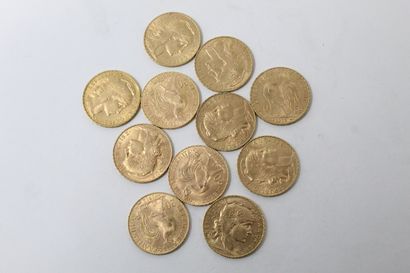 Onze pièces en or de 20 Francs au Coq (1912)

TTB...
