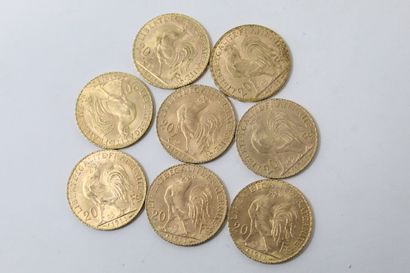 Huit pièces en or de 20 Francs au Coq (1911)

TTB...