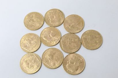Dix pièces en or de 20 Francs au Coq (1909)

TTB...
