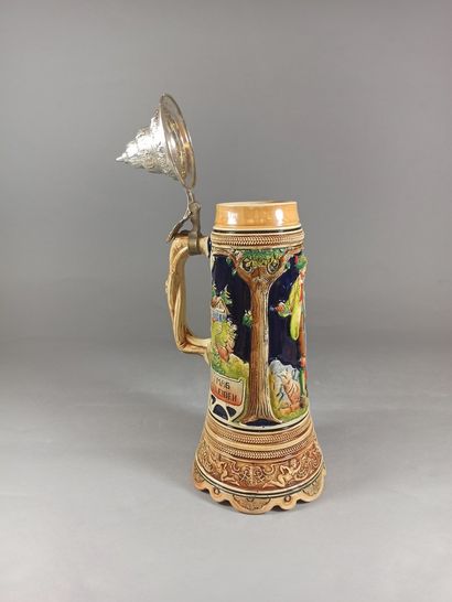 null German work.

Musical beer mug in enamelled stoneware decorated with a couple...