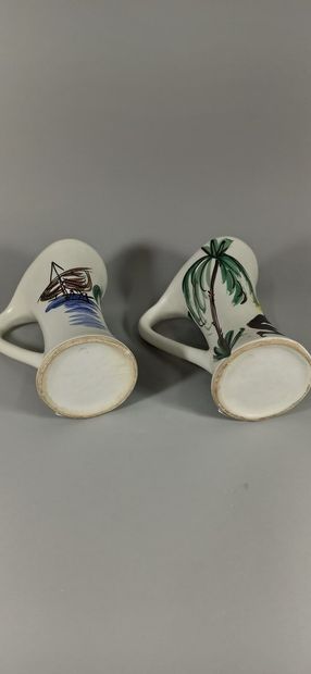 null F.P.P., Faïencerie et Poterie Provençale

Lot of two vases with Africanist decoration.

White...