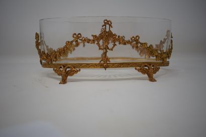 null Glass planter base engraved with a star, Louis XVI style pompom frame decorated...