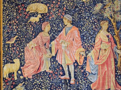 null Tapestry "danse" copy of the Artis Flora editions, late 15th century model exhibited...