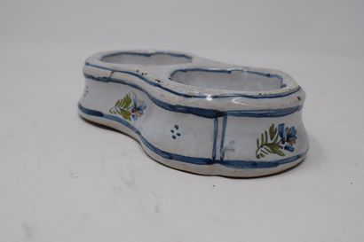null Two earthenware pieces from the 19th century:

- A poly-lobed inkwell with floral...