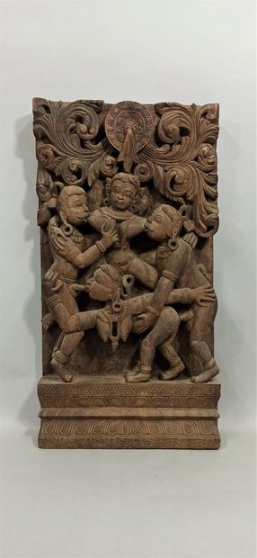 null INDIA, 20th century

Erotic chariot wood representing embracing couples (Mithuna),...