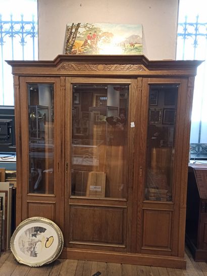 null Large oak glass bookcase