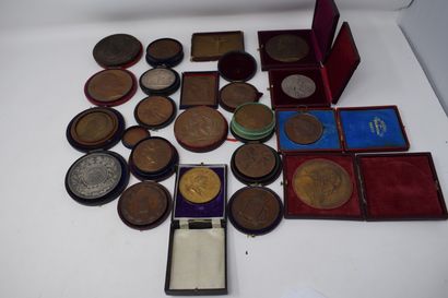 null Fort lot de médailles en bronze comprenant notamment : 

Daniel DUPUIS : Exposition...