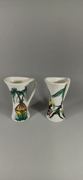 null F.P.P., Faïencerie et Poterie Provençale

Lot of two vases with Africanist decoration.

White...