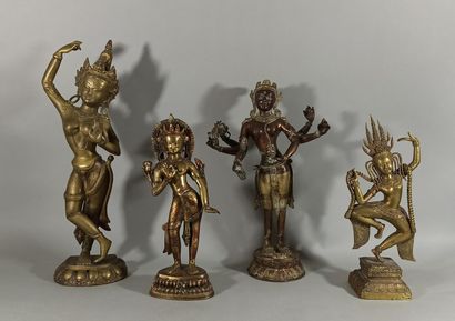 null TIBET, INDE, THAILANDE - Moderne

Ensemble quatre statuettes en métal, représentant...