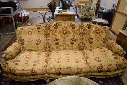 null 3-seater sofa and two Louis XV style armchairs