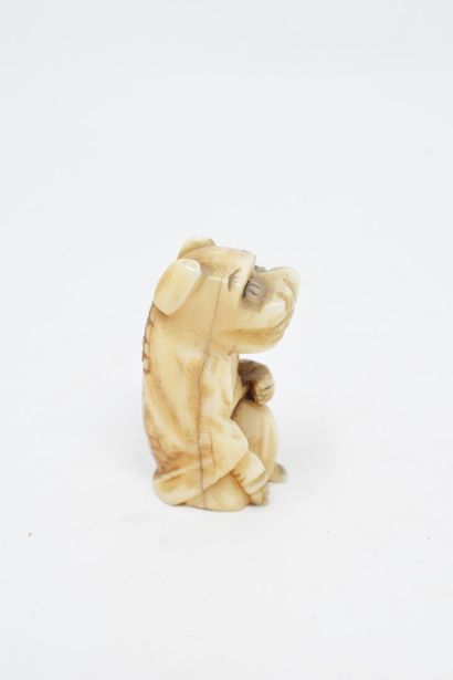 null JAPON - XXème siècle

Netsuke en ivoire d'un chien de Fô 

Fissure 

H. 4 c...