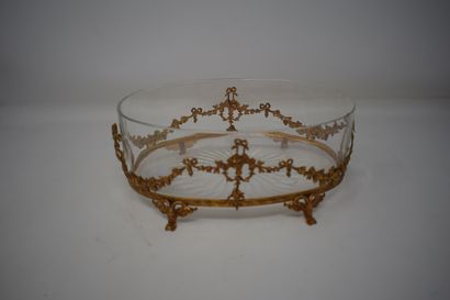 null Glass planter base engraved with a star, Louis XVI style pompom frame decorated...