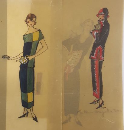  ANONYMOUS 
Set of about twenty fashion drawings 
gouache, watercolor, pencil or...