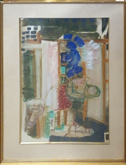  GLODEK-MIAILHÉ Mireille (1921-2010) 
Market 
Watercolor, signed lower right with...