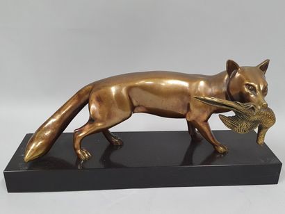 BRAULT J. (XX) 
Fox with pheasant 
Bronze...