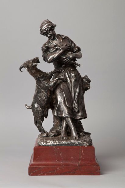 null DAME Ernest, 1845-1920

The goat herder

silver plated bronze, signed on the...