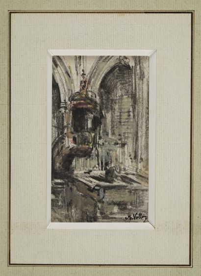  VOLLON Antoine, 1833-1900 
Pulpit in the church - Interior of a church - Architecture...