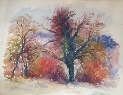 GIRARD Louis Auguste (1896-1981) 
Trees 
watercolor...