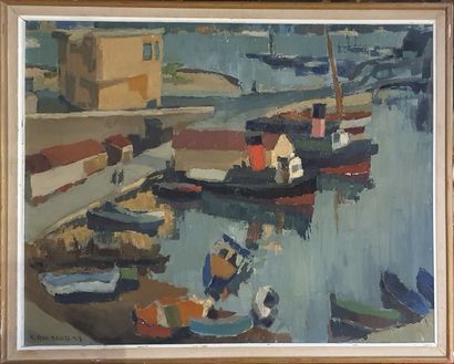  ROUBAUD André (né en 1929) 
Port, 1959 
Huile sur toile signée en bas à gauche,...