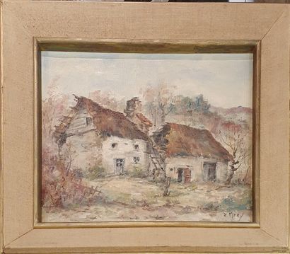 MERY Emile (1914-2000) 
Thatched cottages,...
