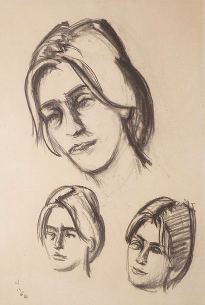 HÉLION Jean, 1904-1987 
Study of heads, 13.6.66...