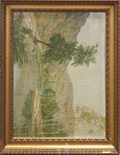  VEYRE Alexandre (1886-?) 
Village en bord de rivière, 
Huile sur toile signée en...