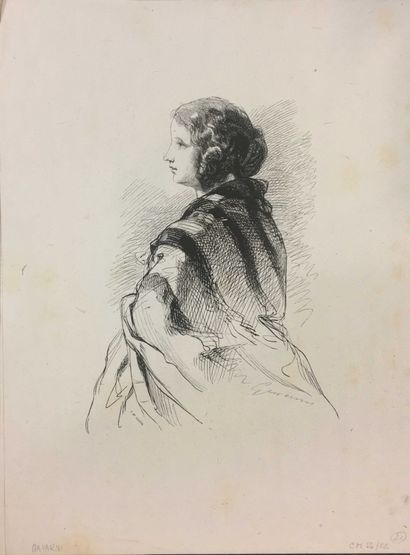 null ECOLE MODERNE, Lot de 8 gravures:



GAVARNI Paul (1804-1866)

Portrait de femme,...