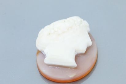null Cameo on agate representing the profile of a woman in the 19th century style....