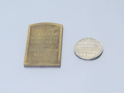 null Two medals of the Société Lyonnaise des eaux et de l'éclairage d'ap. Guillonnet,...