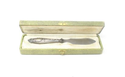 null An Art Nouveau style silver paper-cutter (Minerva), the handle with lily of...