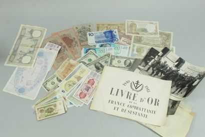 null 
Lot of various banknotes from around the world including dollars
