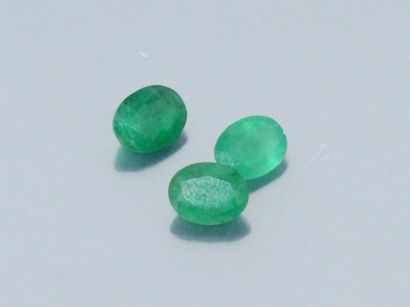 null Lot of three oval emeralds on paper. 

Weight : 5.18 cts.