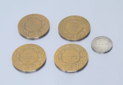 null Four bronze table medals offered by Pierre Schneiter deputy of the Marne or...