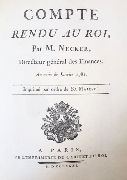 null NECKER (Jacques). Compte-rendu au Roi. Paris, From the Printing Office of the...